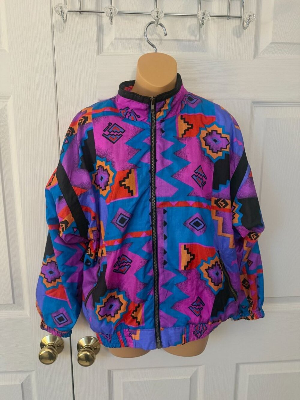 Vintage Akita Wear Womens Windbreaker Jacket Aztec Print M